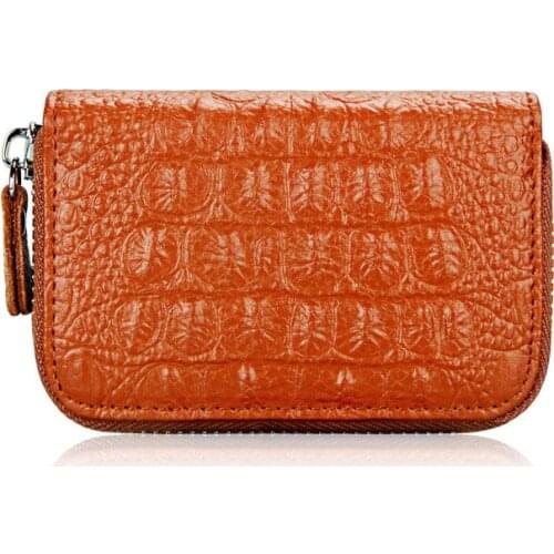 Genuine Leather Crocodile pattern Card Holder Wallet Women Multifunction Housekeeper Credit Card Cover High Quality Zipper Purse
