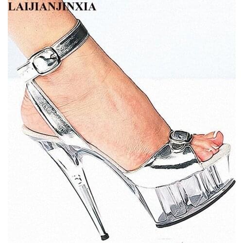LAIJIANJINXIA Romantic 15cm Wedding Party Shoes High Heels Platform Dancing Shoes Sandals Open Toe Dance Shoes