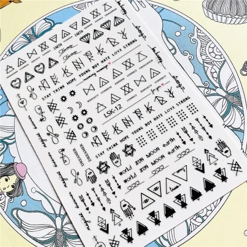 LSK-12 L-202 Hand diamond arrow 3D Back glue Nail Art Stickers Decals Sliders Nail ornament decoration