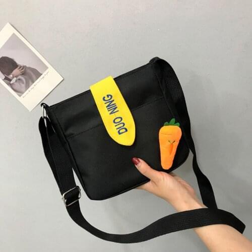 Cute Carrot Canvas Crossbody Bag Women Casual Shoulder Messenger Bags Purse Fashion Girls Shopping Travel Handbag Small Flap bag