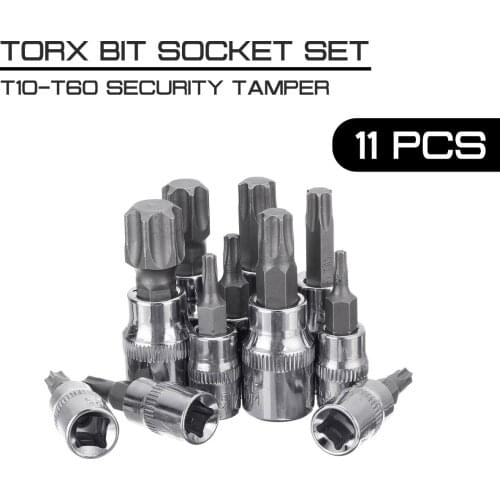 Bit Socket Set T10-T60 Security Tamper Proof With Hole 1/4" 3/8" Driver on Rail Driver Screwdriver Hand Tool For Car Repair