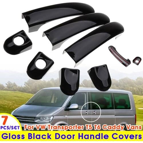 6 7 9pcs Set Gloss Handles Cover for Volkswagen For VW Transporter T5 2003~2015 T6 2016 Caddy for Vans Car Accessories Sticker