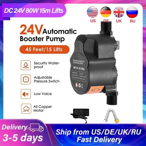 DC 24V 80W Water Pressure Booster Pump for Home Low Pressure Diaphragm Pump 15 Lift Solar Water Heater Kitchen Shower Pumps US