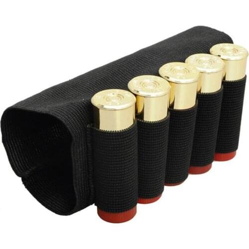 Airsoft 5 Rounds Nylon 12 GA Shell Holder Tactical Ammo Holder Cartridge Rifle Bullet Carrier Buttstock Pouch Military Outdoor