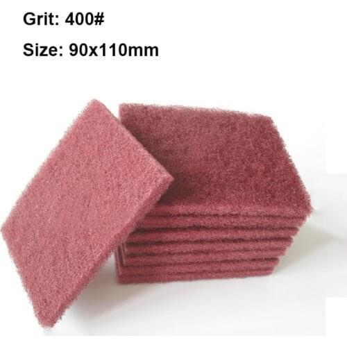 90x110mm Industrial Scouring Pad Rectangle Flocking Metal Polishing Abrasive Rust Removal Cloth 400 Grit