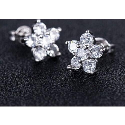 JUWANG Luxury Stud Earrings For Women AAA Cubic Zirconia Flower Style Earring Fashion Jewelry Pendientes For Friends Gifts