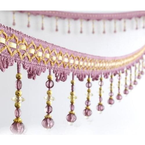 Sewing Accessories Trims Trimmings Crystal Beaded Lace Ribbon Embroidered Fabric for Curtains 6 Yards