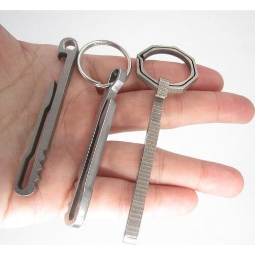 Titanium Ti bottle opener multifunction camp hike TC4 edc multi belt buckle keychain multipurpose keyring key ring outdoor clip