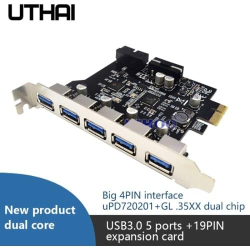 UTHAI T19 USB3.0 Expansion Card 7 Port Adapter Card 5 Port +19PIN Front NEC Third-Generation Master D720201 Dual Chip