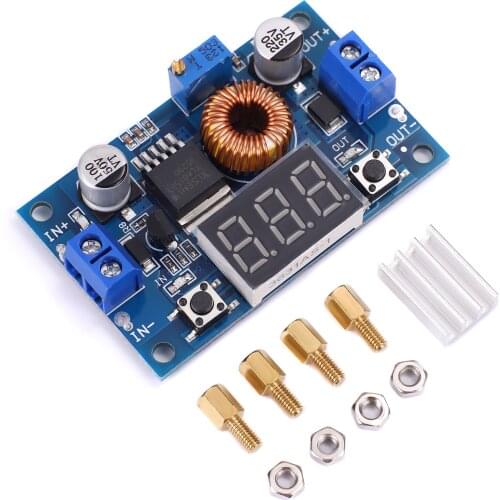 XL4015 High power 5A 75W DC-DC Adjustable Step-down Charger Module Step Down Buck Converter LED Driver with Red Voltmeter