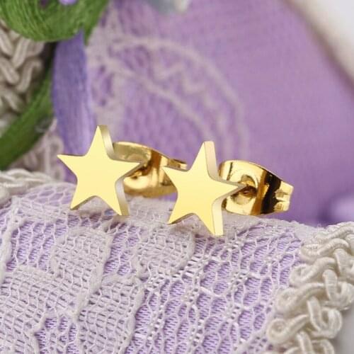 Star Earring for Women Stainless Steel Korean Fashion Five-pointed Gold Earring Jewelry Black Earring Gift for Woman Wholesale