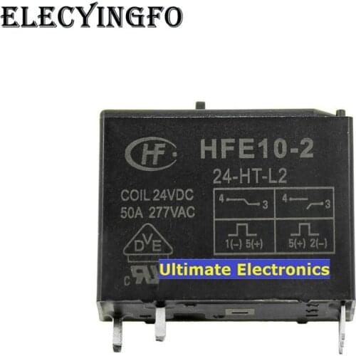 2pcs holding relay HFE10-2/24-HT-L2 a group of normally open 50A double coil with manual switch