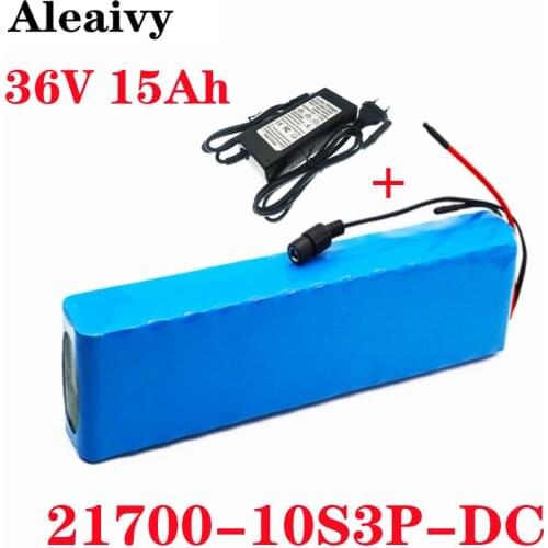 Aleaivy 36V Battery 10S3P 15Ah 42V 21700 lithium ion battery pack For ebike electric car bicycle motor scooter with 20A BMS 500W