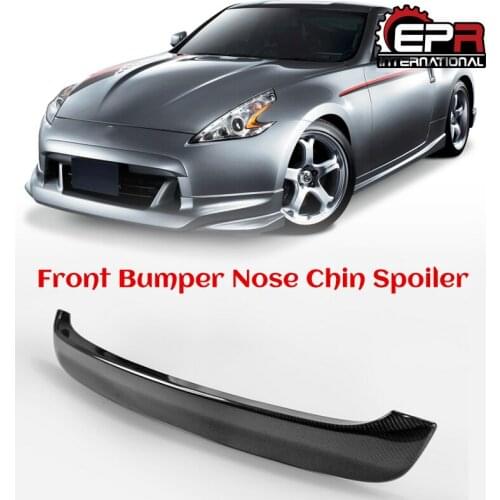 Car-Styling For Nissan 2009 On Z34 370z NIS CF Carbon Fiber Front Bumper Nose Chin Spoiler Glossy Finish Grill Cover Kit