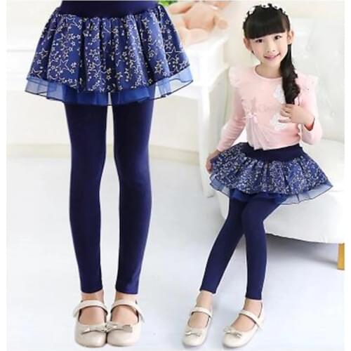 Free shipping new childrens clothing Girls spring bottoming Culottes Large Tong models children culottes leave two long pants