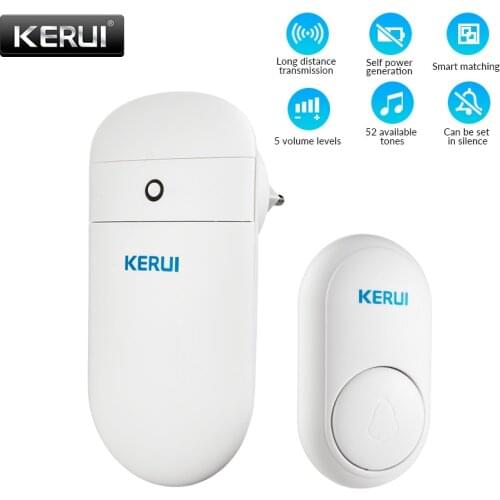 KERUI M518 Wireless Self Generation Button 52 songs Optional 5 Volume Levels No Need Battery Welcome Self Powered Doorbell