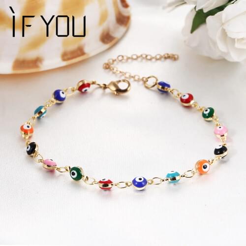 IF YOU Bohemian brincos Colorful Turkish Eyes Bracelet & Bangle Beads charms Party boucle d'oreille Bracelet For Women Gift
