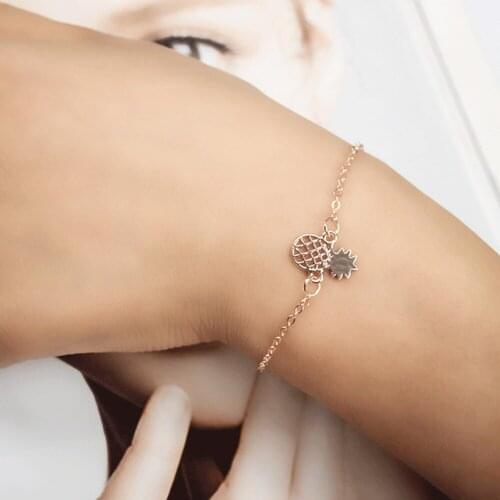 Pineapple Minimalism Bracelet For Women Dainty Gifts BFF Friendship Gold Rose Gold Silver Plated Ananas Bracelet Femme Gift