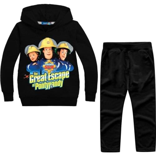 2-8Y Toddler Boys Clothes Fireman Sam Jogging Stylish Kid Teenage Clothing Sets Kids Tracksuit Girls Costume Hoodies+Pants Suits