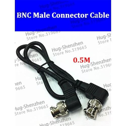 BNC Double Angle Male Plug , BNC 90 Degree Male to Male Adapter Cable For CCTV Camera Coaxial ,0.5M, 5pcs