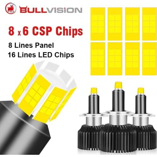H11 H7 Led Car Headlights Bulbs 6000K H8 H1 HB3 9005 HB4 9006 50W 48 CSP 8 Sides 3D 360 degree Automotive Fog Lights Auto Lamp