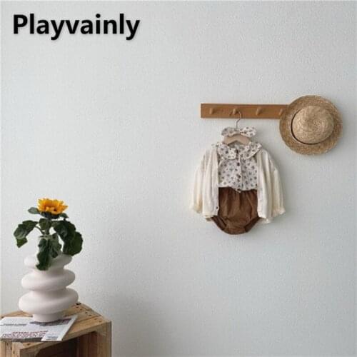 2021 Baby Girl Sets floral Peter Pan collar shirt+ PP shorts + Hair Band 3 Piece cotton Suit Girl Clothes E100179