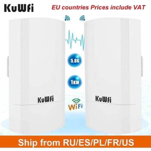 KuWFi 900Mbps Wireless Router 5.8G Wireless Repeater Outdoor AP Router Wifi Bridge Point to Point 1-3KM Wifi Coverage 24V POE