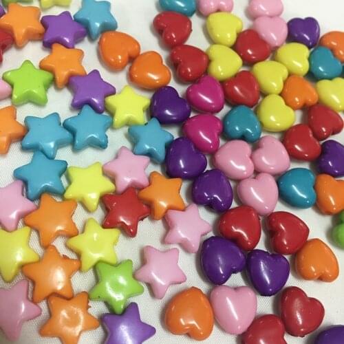 Meideheng acrylic heart star beads for Jewelry making Bright DIY Childrens bracelet necklace made accessories 11mm 100pcs/bag