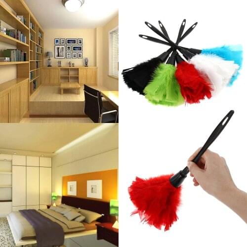 Fashion Multicolor Turkey Feather Duster Anti-static Plastic Cleaning Dust Car Dashboard Extendable Brush Home Cleaning Tools