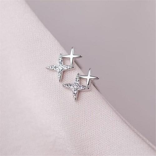 Fashion Piercing Zircon Star Charm Stud Earrings For Women Accessories B032