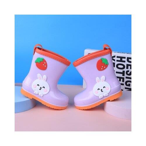 Cartoon Rain Boots Boys and Girls Plus Velvet Warm and Comfortable Children Rain Boots Casual Toddler Ankle Rubber Rain Boots