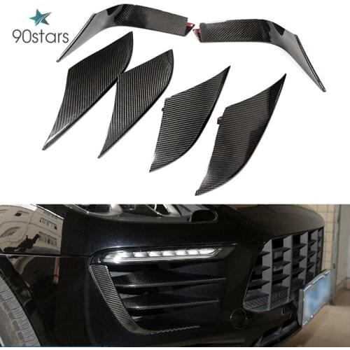 For Porsche Macan 2014-2018 Front Headlight Eyebrow Trim Strips Exterior Modified Accessories Carbon Fiber Stickers Car Styling