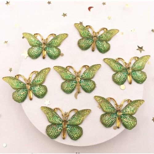 New 20pcs Resin 25*38mm Bling Colorful Crystal Butterfly Flatback Rhinestone 1 Hole Ornaments DIY Wedding Appliques Craft S12