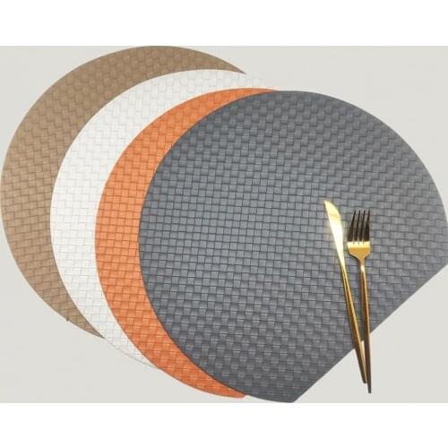 Tableware Pad Placemat Coasters Round Insulation Pads Non-Slip Heat Insulation Faux Leather Non Stick Tableware Mat for Kitchen