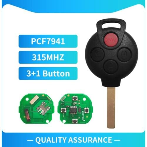 XNRKEY 3+1 Buttons 315Mhz Car Remote Key Fit For Mercedes-Benz Smart Smart Fortwo 451 2007 2008 2009 2010 2011 2012 2013 ID46