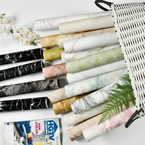PVC Self Adhesive WallpaperS Marble Wall Stickers Waterproof Heat Resistant Kitchen Countertops Furniture Cupboard Wall Paper
