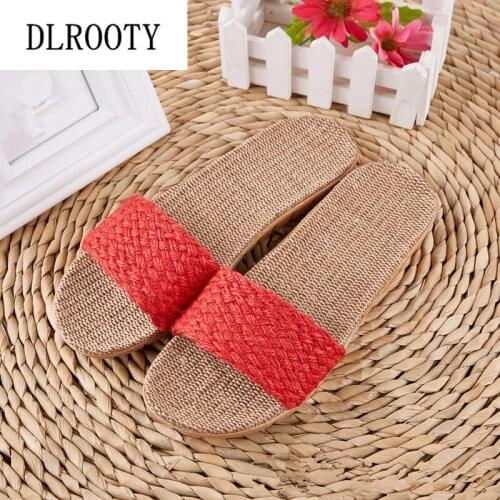 Women Slippers Sandals Shoes Flip Flops New Summer Fashion Breathable Hemp Non-slip Woman Home Slides Casual Female Flat