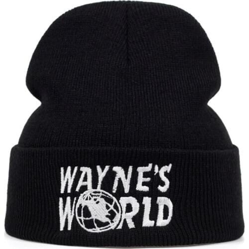 2019 new Black Waynes World Hat Costume Waynes World Men Women Fashion Hip-hop Skullies Hat