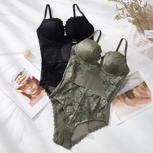 Fashionable sexy lace sexy lingerie female gathered bodysuit breathable one-piece bra see-through mesh temptation underwear