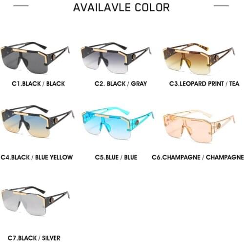 Oversized Square Sunglasses Men Women Fashion Luxury Brand Square Metal Vintage Big Frame Rimless Sunglasses