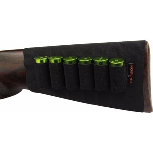 Tourbon Hunting Tactical Shotgun Ammo Shells Holder 6 Rounds Gun Buttstock Cartridge Carrier Elastic Sleeve Slip-on for Shooting