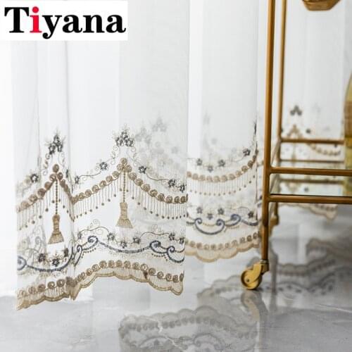 Green Leaf Embroidery Tulle Curtains for Living Room Bedroom Kitchen Modern Sheer Fabric Bay Window Home Decor ZH453Y