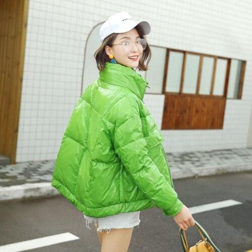 Bright Face Down Jacket Women 2020 New White Duck Down Stand-up Collar Loose Short Autumn And Winter Jacket Women Down Coat