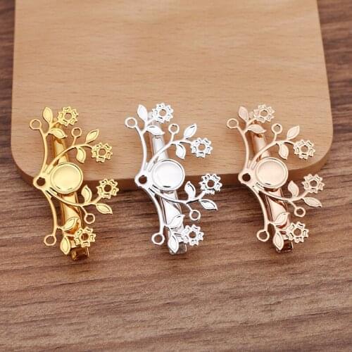 10 Pieces/Lot 47*25mm Metal Filigree Hair Clip Hair Accessories Barrettes Diy Hair Claws Settings