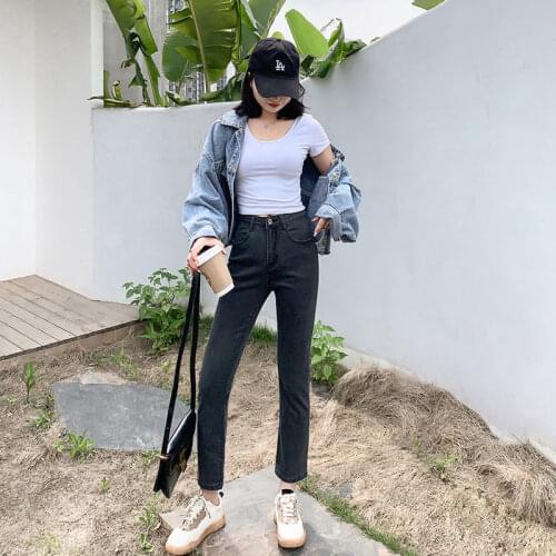Woman Jeans Pants High Waist Loose Autumn Stretchy Straight-Leg Pants Pantalones Vaqueros Mujer