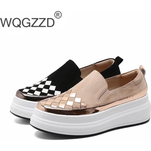 2020 New spring flat platform shoes womens loafers kid suede mixed color metal decoration casual shoes femme zapatos de mujer