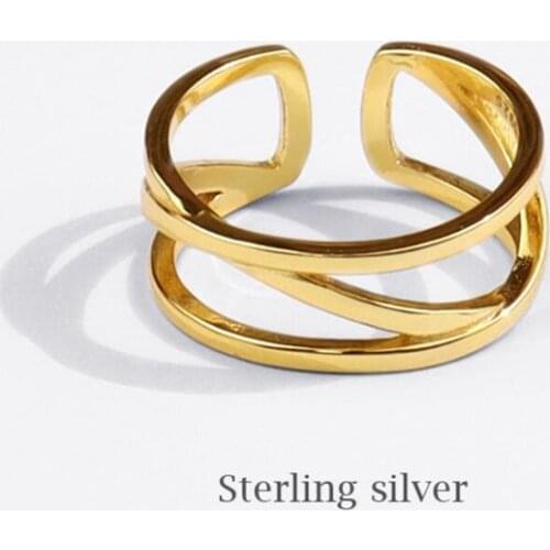 Sole Memory Hollow Cross Creativity 925 Sterling Silver Female Resizable Opening Rings SRI776