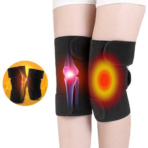 1 Pair Knee Brace Support Pads Adjustable Tourmaline Self-heating Magnetic Therapy Knee Protective Belt Arthritis Knee Massager