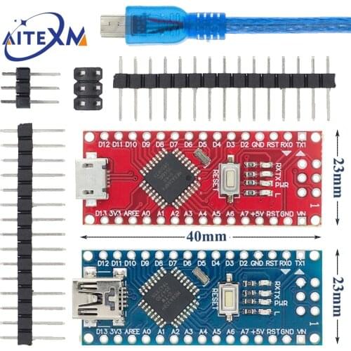 1pcs Blue/Black/Red ATMEGA328/168P Nano V3.0 controller NANO V3 compatible nano CH340 USB driver CABLE For Arduino