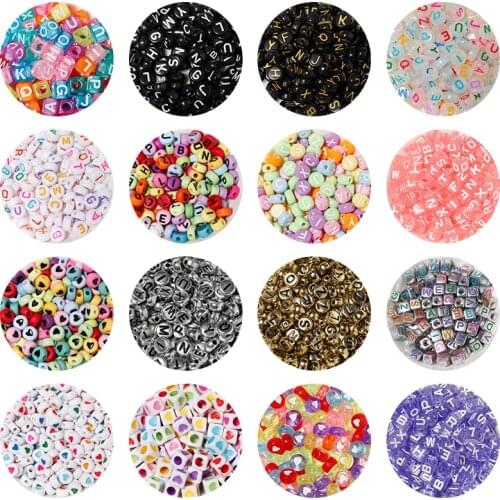 100pcs/lot Letter Acrylic Beads Round Flat Alphabet Digital Cube Loose Spacer Beads For Jewelry Making Handmade DIY Bracelet